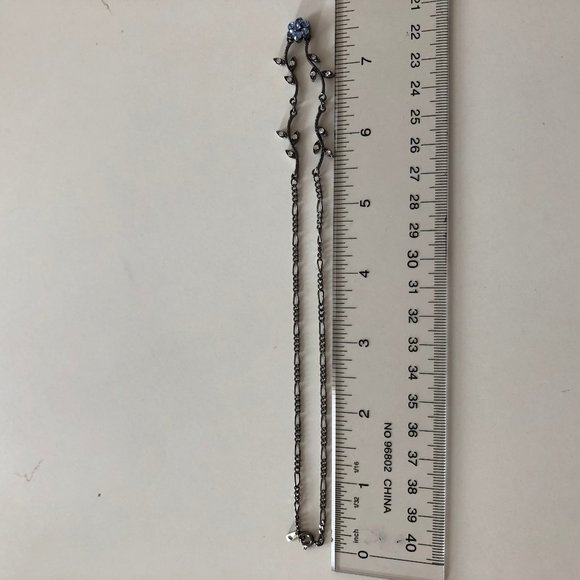 Metal Necklace with Blue and Cubic Stones - Picture 6 of 7